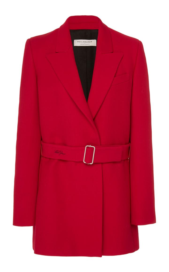 Philosophy Di Lorenzo Serafini Belted Wool-blend Blazer Coat