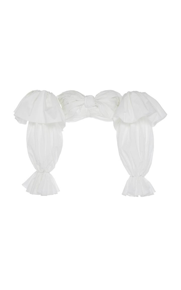 Leal Daccarett Olimpia Cropped Silk Puff Sleeve Top