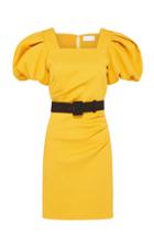 Moda Operandi Rebecca Vallance Andie Belted Textured Puff-sleeve Mini Dress