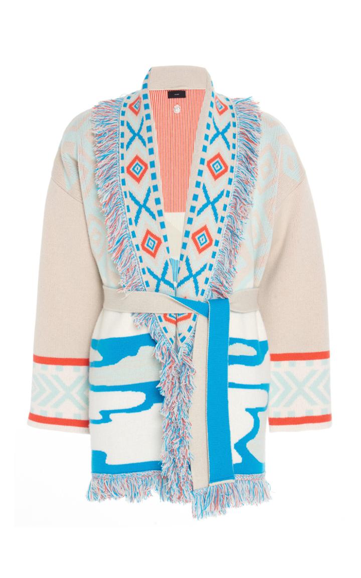 Alanui Glacial Daylight Fringed Cashmere Cardigan