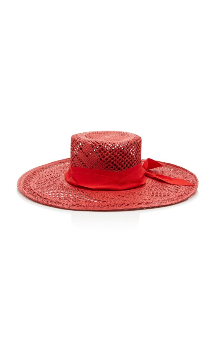 Sensi Studio Calado Grosgrain-trimmed Straw Hat