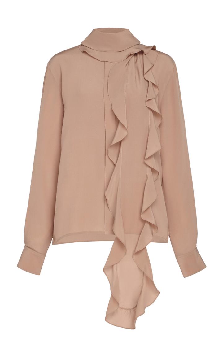 Moda Operandi Victoria Beckham Ruffled Bow Detail Silk Top Size: 8