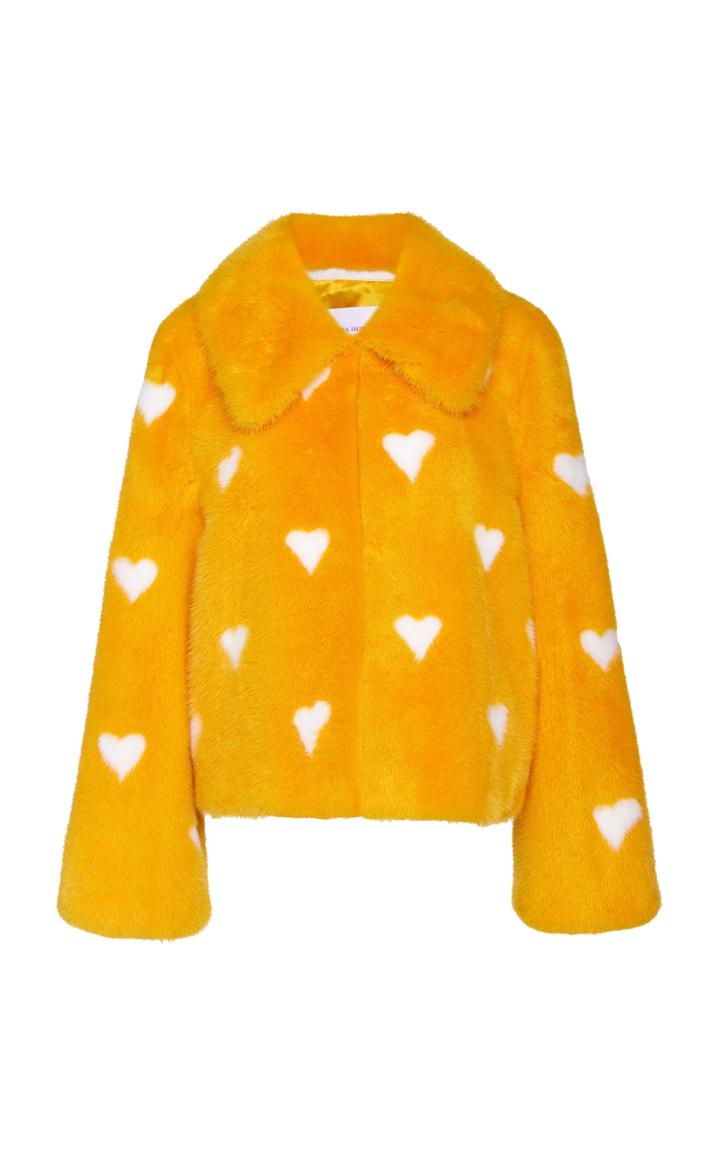 Carolina Herrera Heart Intarsia Mink Fur Jacket