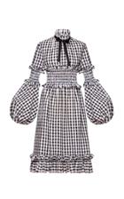 Marianna Senchina Gingham Balloon Sleeve Dress