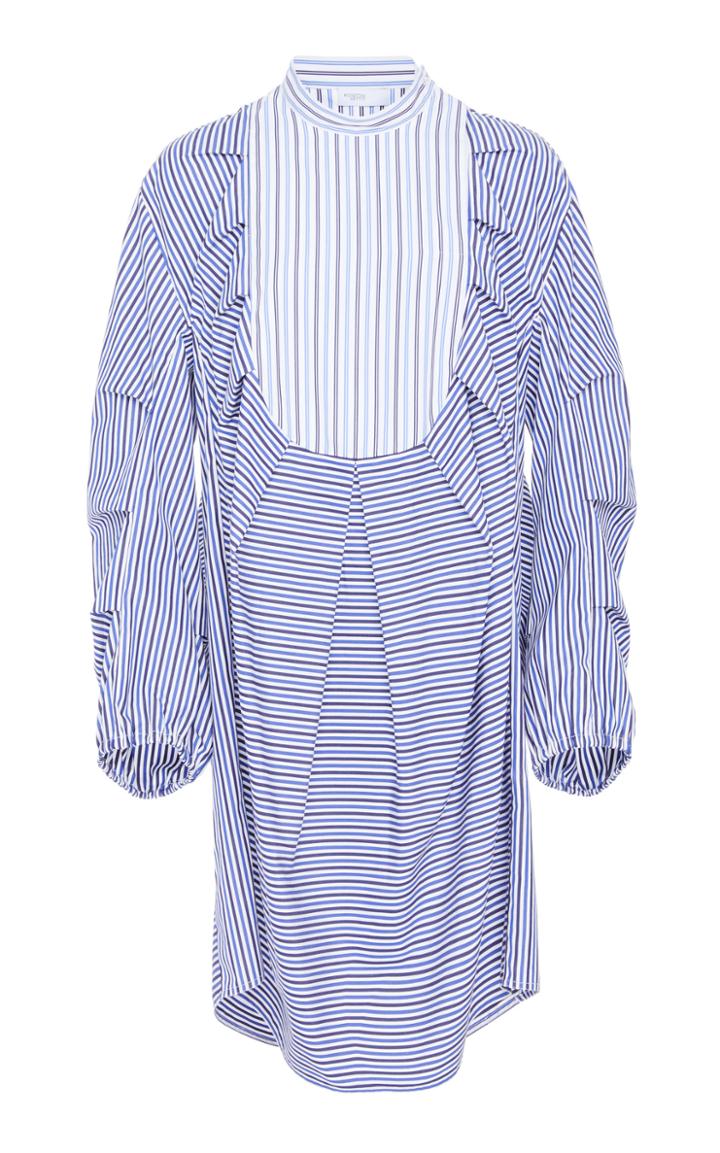 Rosetta Getty Poplin Pleated Tuxedo Dress
