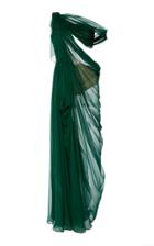 Oscar De La Renta One Shoulder Drape Silk Gown