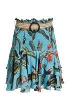 Patbo Tropical Print Smocked Mini Skirt