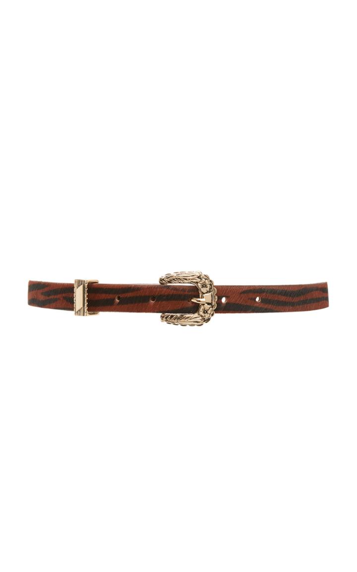 Maison Boinet Tiger-print Calf Hair Leather Belt Size: 65 Cm