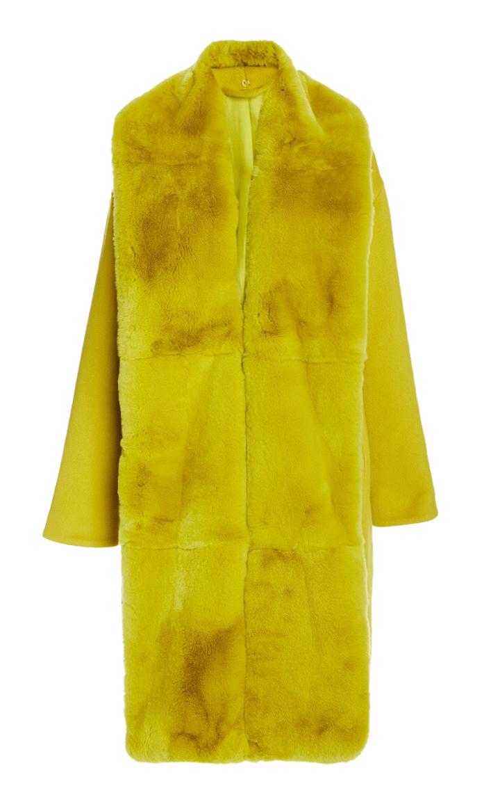 Moda Operandi Sally Lapointe Textured-wool Removable Fur Scarf Coat