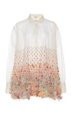 Moda Operandi Rahul Mishra Dot To Marigold Floral-embroidered Silk Trapeze Top Size: