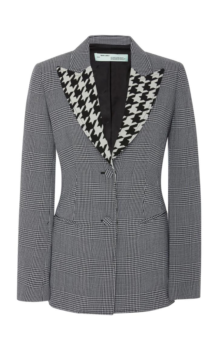 Off-white C/o Virgil Abloh Paneled Houndstooth Wool-crepe Blazer