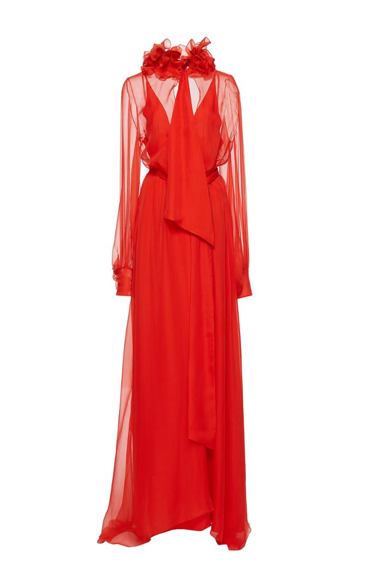 Lanvin Ruffled Collar Long Sleeve Gown
