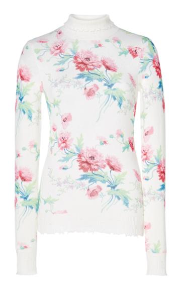 Les Rveries Floral-print Cashmere Turtleneck Sweater