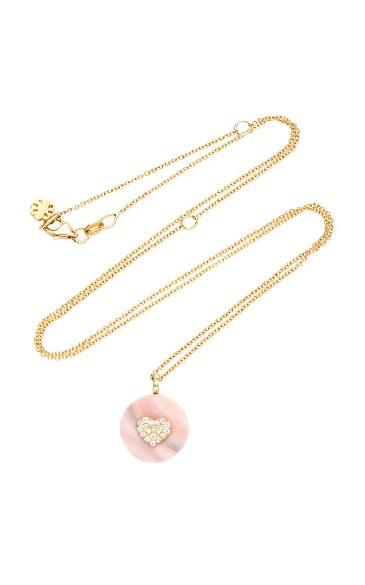 Noush Jewelry Coexist Heart On Pink Opal Necklace