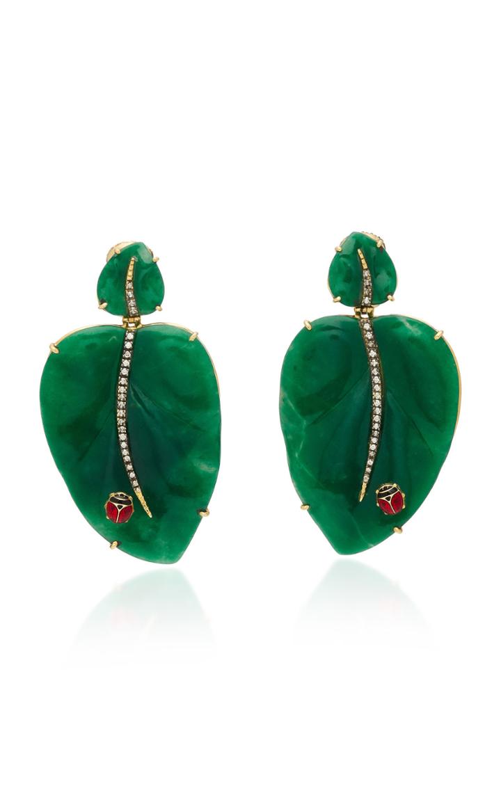 Silvia Furmanovich Sculptural Botanical Carved Dumortierite Leaf Earring