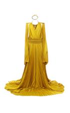 Moda Operandi Balmain Ring-detailed Pliss Cold-shoulder Gown Size: 34