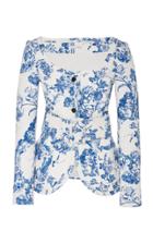 Oscar De La Renta Collarless Floral Stretch-cotton Jacket