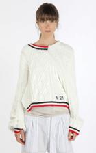 Moda Operandi N21 Deconstructed Stripe-trimmed Cable-knit Sweater