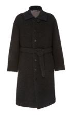 Paul Smith Long Boiled Wool Coat With Knitted Collar