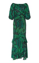Rixo Cheryl Ruffled-hem Palm Tree-print Silk Maxi Dress