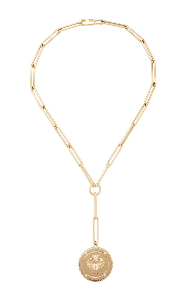 Foundrae Protection Large Medallion On Extended Clip Choker Chain