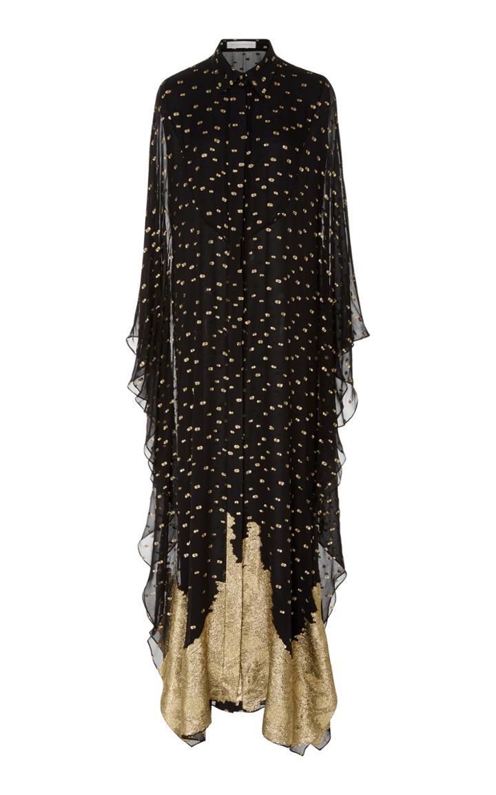 Sandra Mansour M'o Exclusive Gold Dot Silk Caftan
