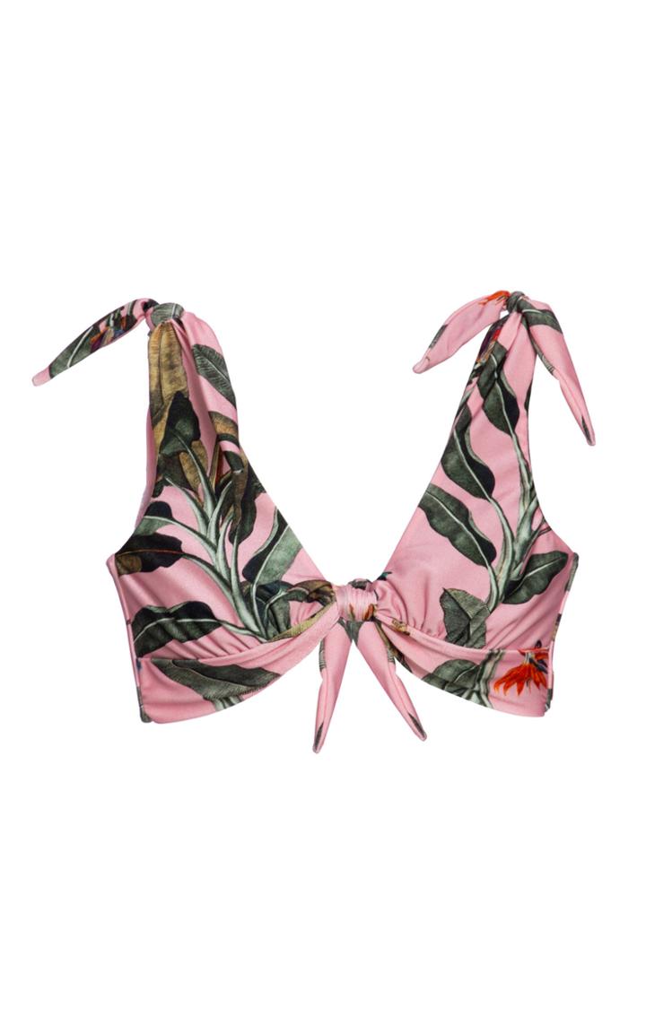 Patbo Tropical Print Knotted Bikini Top