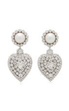 Moda Operandi Alessandra Rich Crystal And Pearl Heart Earrings