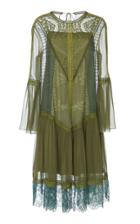 Alberta Ferretti Chiffon Graphic Lace Dress