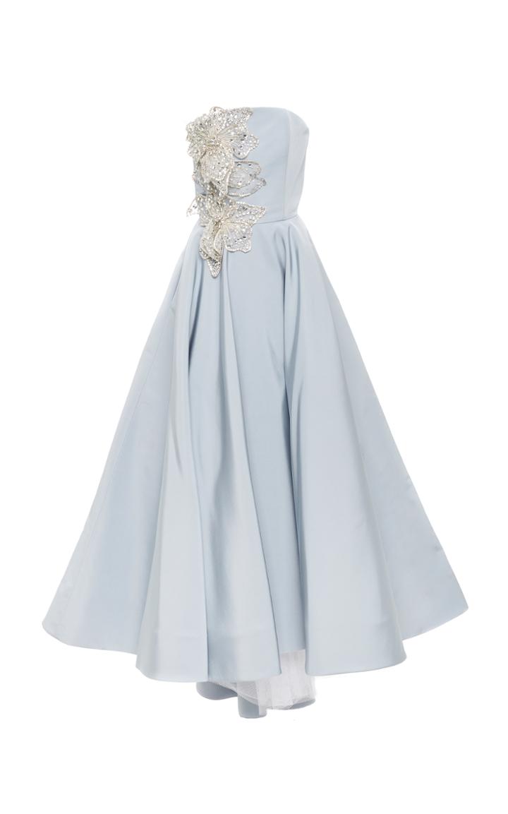 Christian Siriano Silk Strapless Gown With Embroidered Bodice