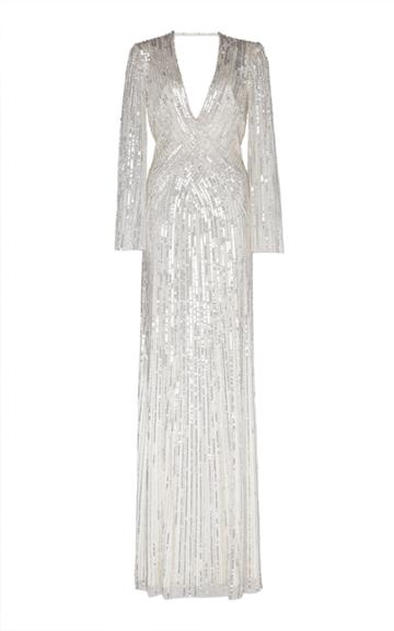 Jenny Packham Silvie V-neck Sequin Gown
