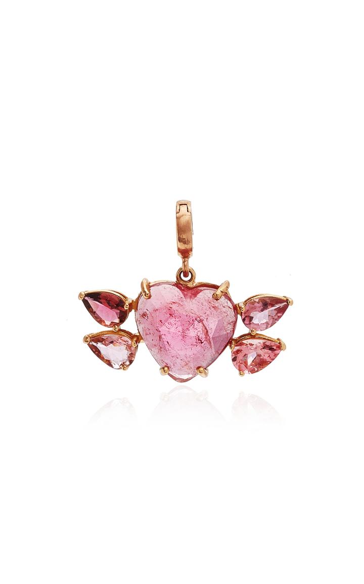Moda Operandi Christina Alexiou 18k Rose Gold Tourmaline Heart Charm With Wings
