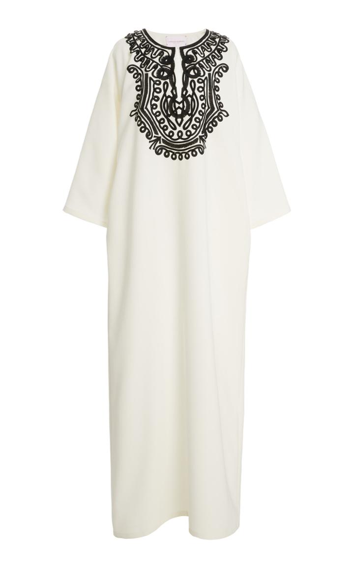 Moda Operandi Carolina Herrera Keyhole Neckline Embellished Crepe Caftan