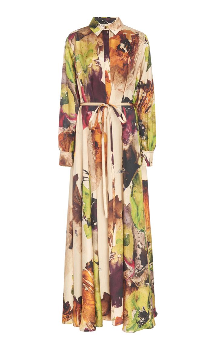 Co Printed Silk Collared Caftan