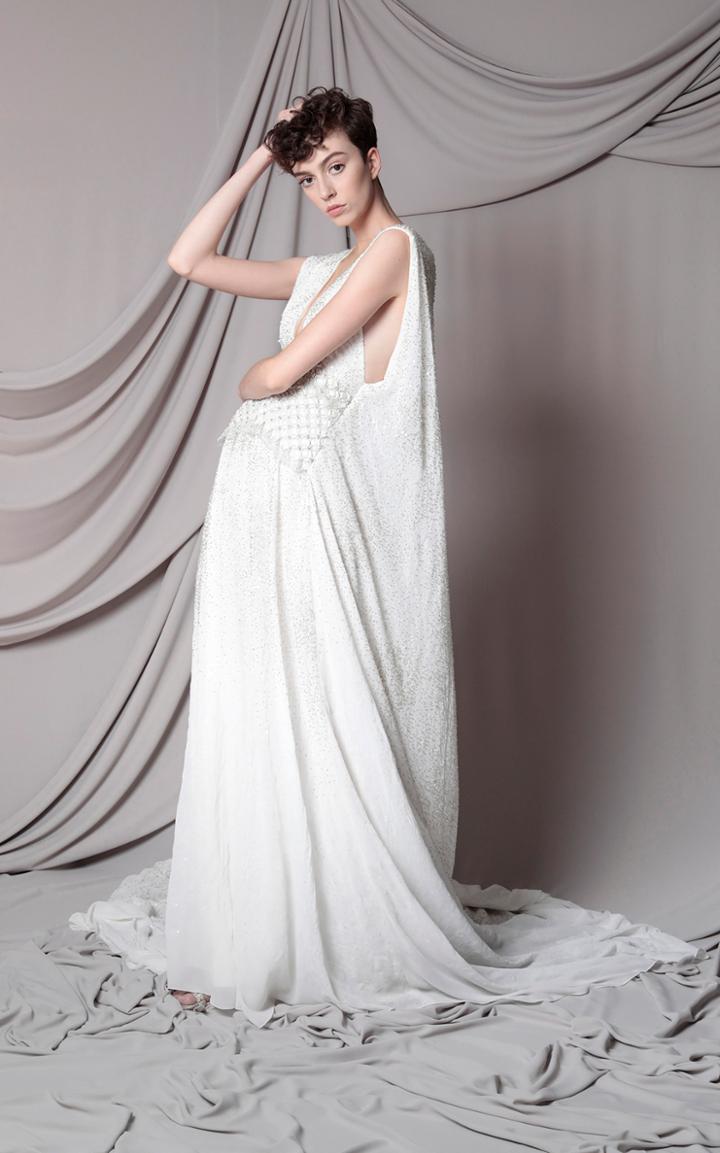Moda Operandi Marco & Maria V Neckline Cape Gown