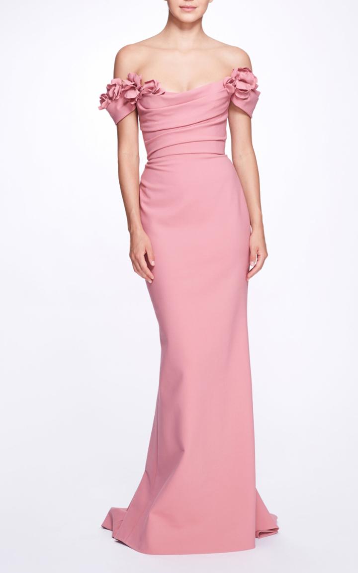 Moda Operandi Marchesa Crepe Off-the-shoulder Gown