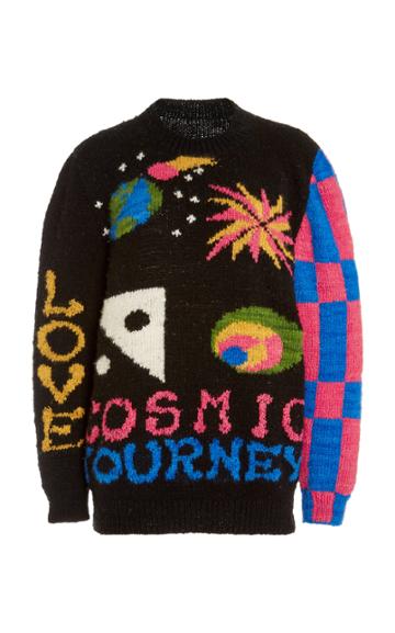 Moda Operandi The Elder Statesman Hand Knit Cosmic Journey Cashmere Sweater