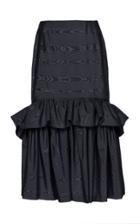 Delpozo Ruffled Silk Moire Midi Skirt