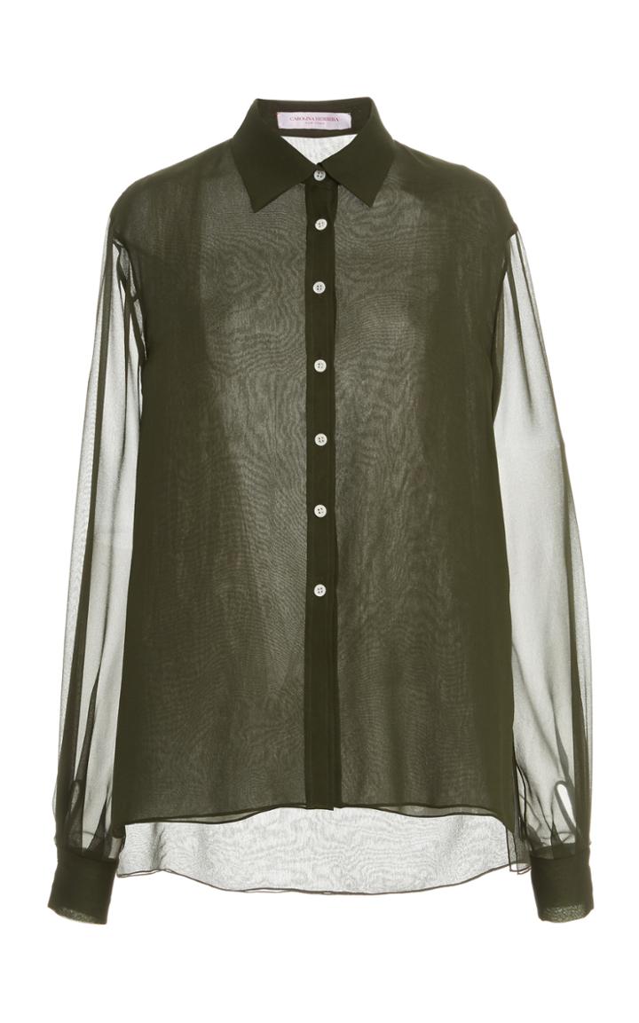 Moda Operandi Carolina Herrera Drop Shoulder Button Down Silk Shirt