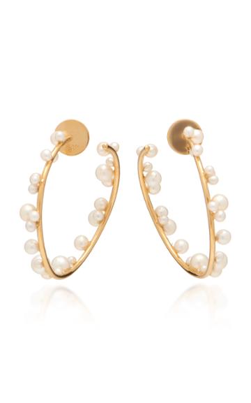 Lauren X Khoo Orb 18k Gold And Pearl Hoop Earrings