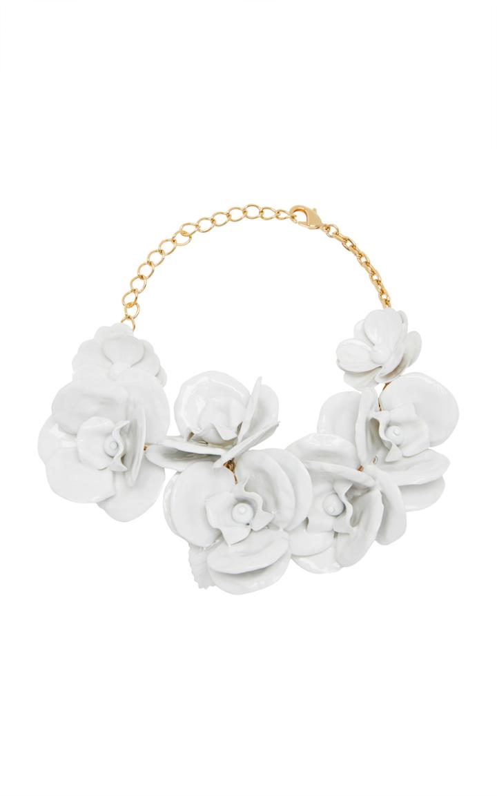 Balmain White Mini Rose Necklace