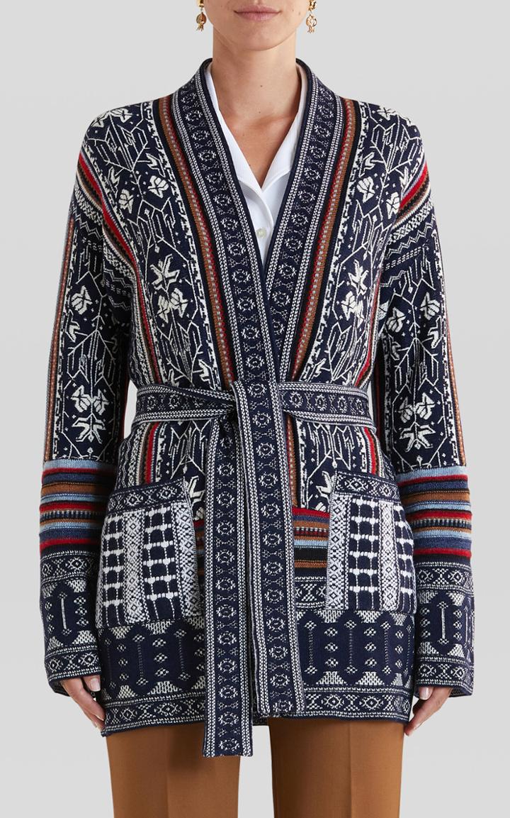 Moda Operandi Etro Belted Wool-blend Jacquard Cardigan