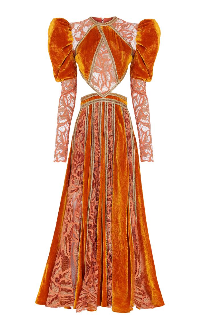 Moda Operandi Raisa Vanessa Velvet & Lace Paneled Cutout Dress