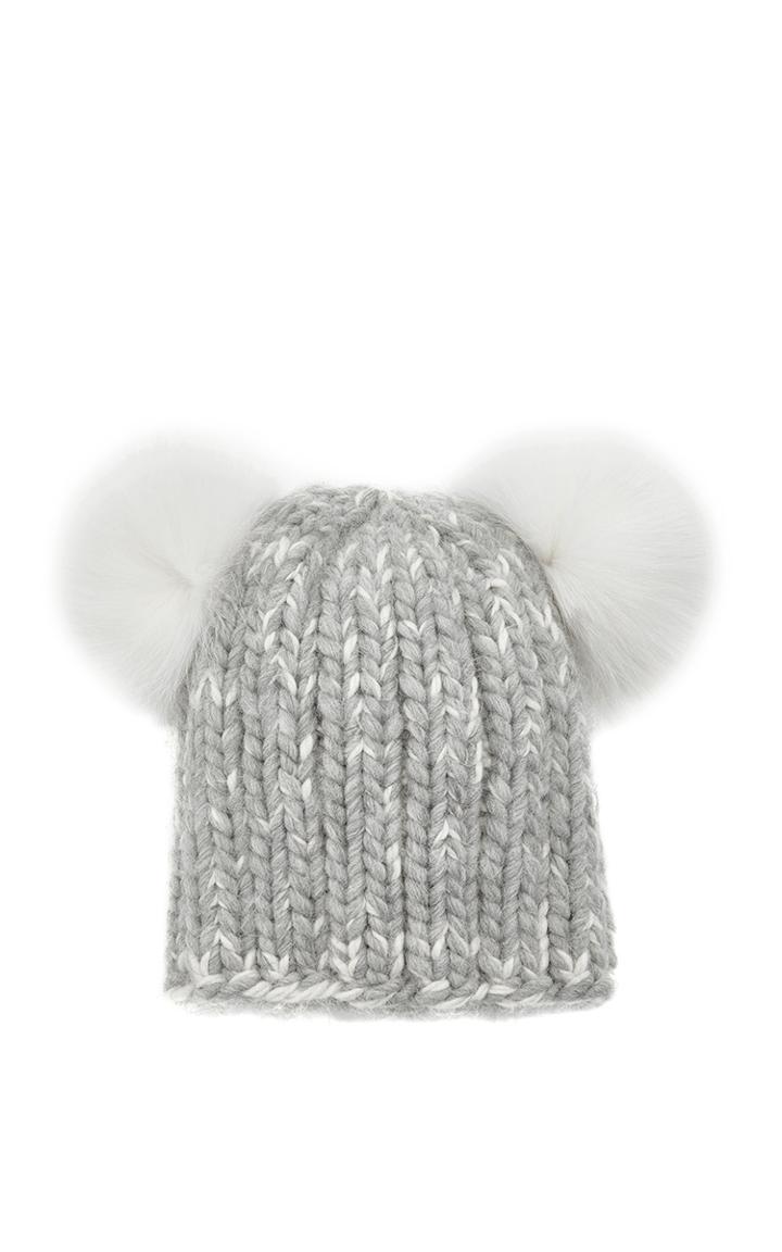 Eugenia Kim Mimi Wool Alpaca Winter Hat With Double Fur Pom Poms