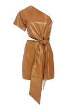 Zeynep Aray One Shoulder Leather Dress