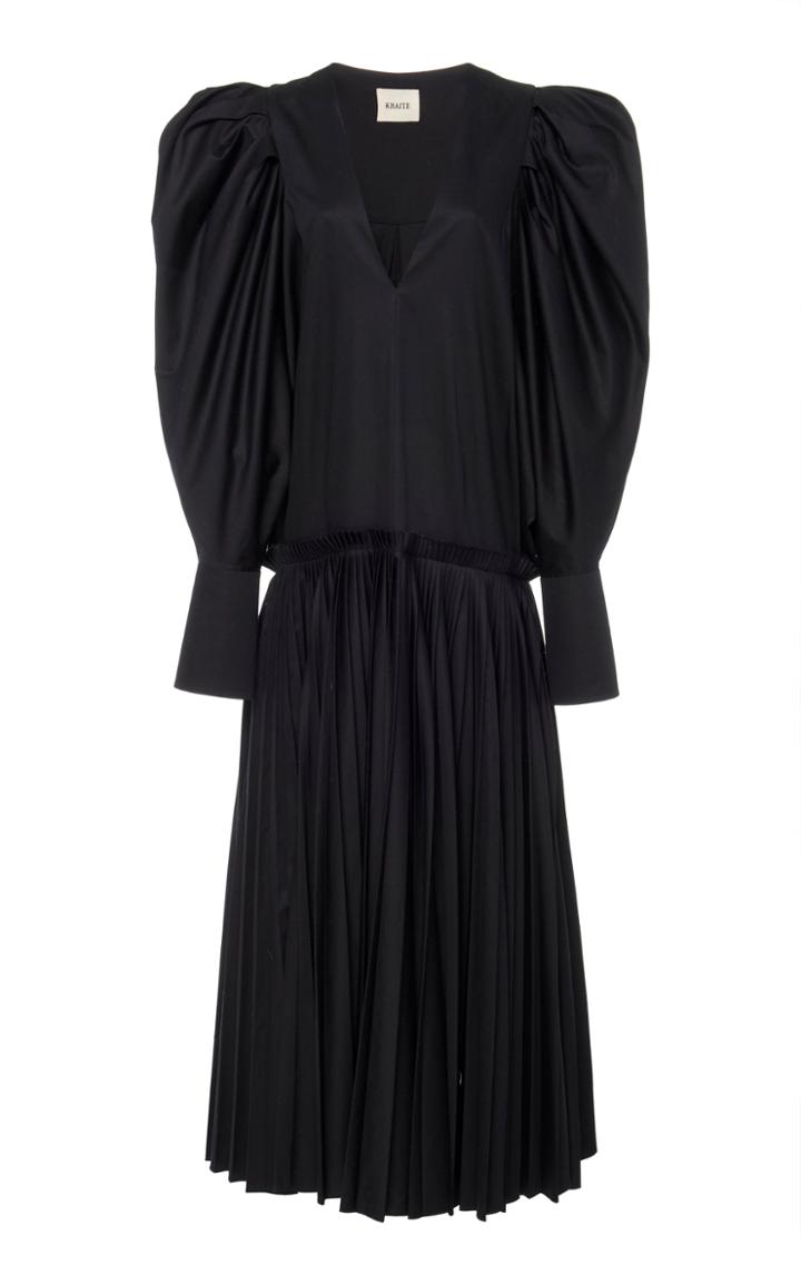 Khaite Bonnie Pleated Cotton Maxi Dress