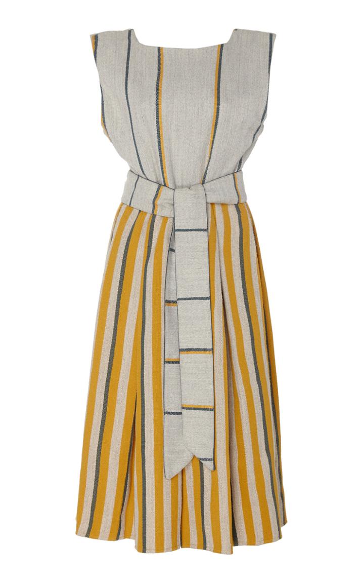Escvdo Mapa Alpaca Handwoven Dress With Belt
