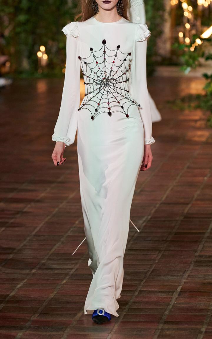 Moda Operandi Rodarte Web-embellished Crepe Maxi Dress