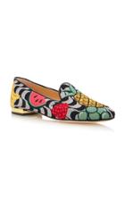 Charlotte Olympia M'o Exclusive Fruit Salad Embroidered Canvas Slippers