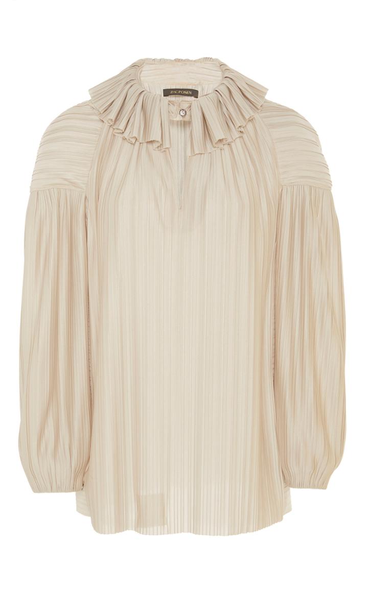 Zac Posen Ruffled Pliss Blouse